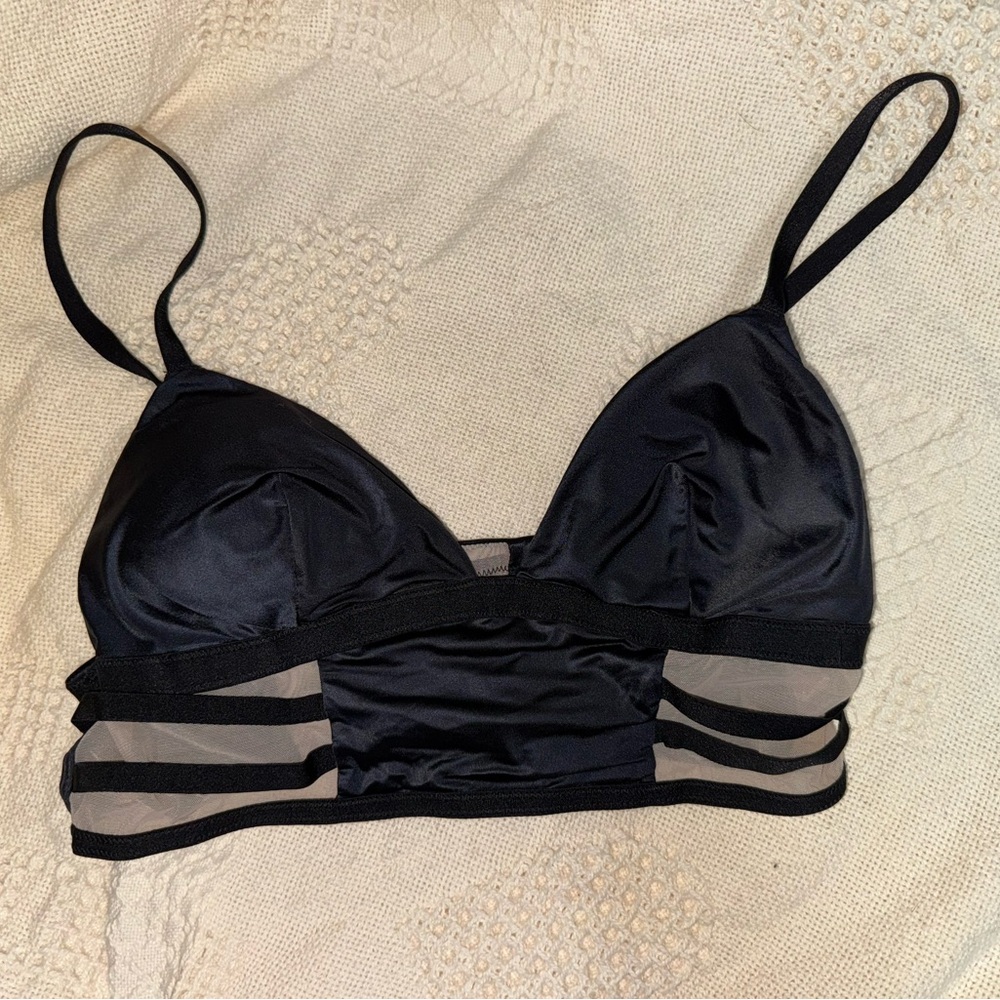 Victoria’s Secret Black Bralette with Sheer Stripes
